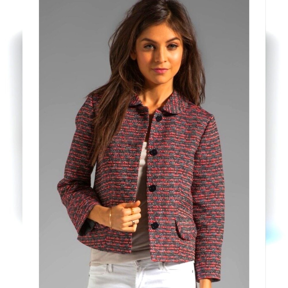 Marc by Marc Jacobs Miranda Tweed Jacket in Cambridge Red Multicolor